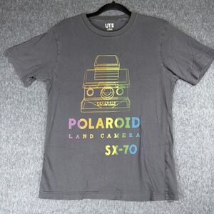 Uniqlo Shirt Mens Unisex size S Polaroid SX-70 Land Camera light gray